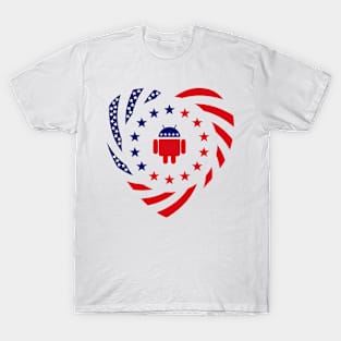 Android Murican Patriot Flag Series (Heart) T-Shirt